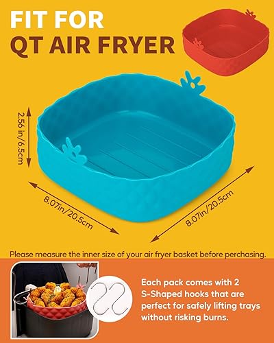 Miniatura 2 de Katbite Forros de silicona para freidora de aire de 8 pulgadas, paquete de 2 unidades con forma de piña, cesta de silicona reutilizable para