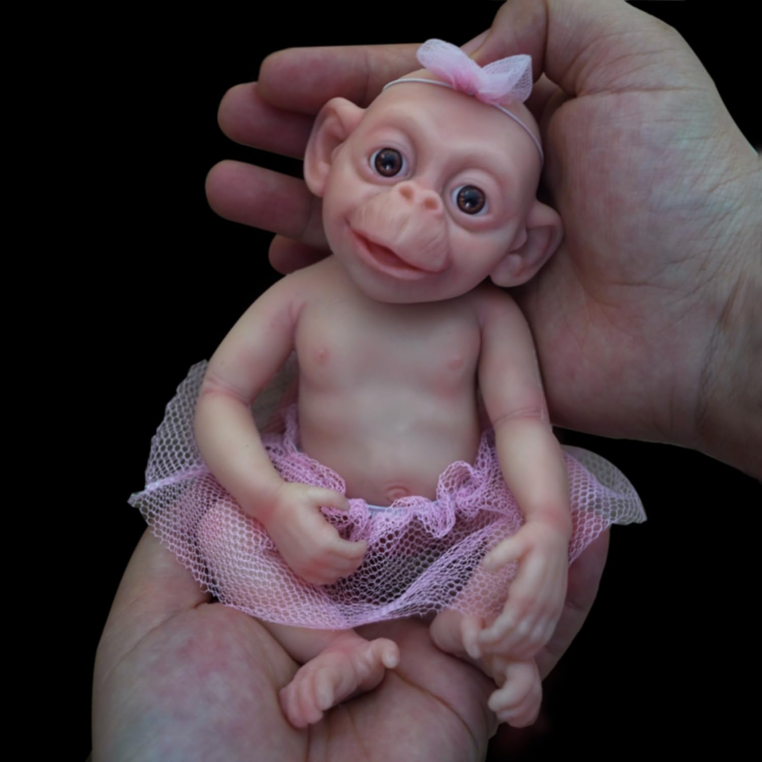 7" Micro Preemie Full Body Silicone Monkey Baby Doll Lux Lifelike Mini Reborn Doll Surprice Children Anti-Stress, Feel Real