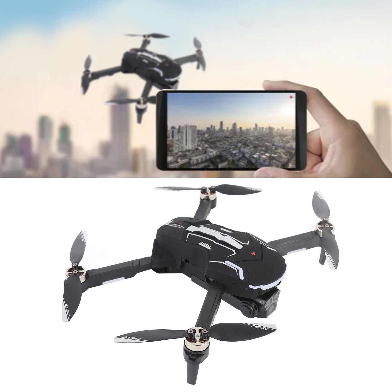 Dron GPS z Podwójnymi Kamerami 8K HD, Quadrocopter FPV RC z Inteligentnym Systemem Unikania Przeszkód, Elektronicznym Systemem Antywstrząsowym, transmisją (Podwójna bateria)