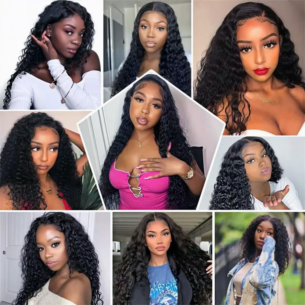 Color #1B Human Hair Bundles Natural Black Deep Wave Single Bundle Human Hair 28 Inch Double Weft Grade 12A Unprocessed Virgin Remy Hair Extension