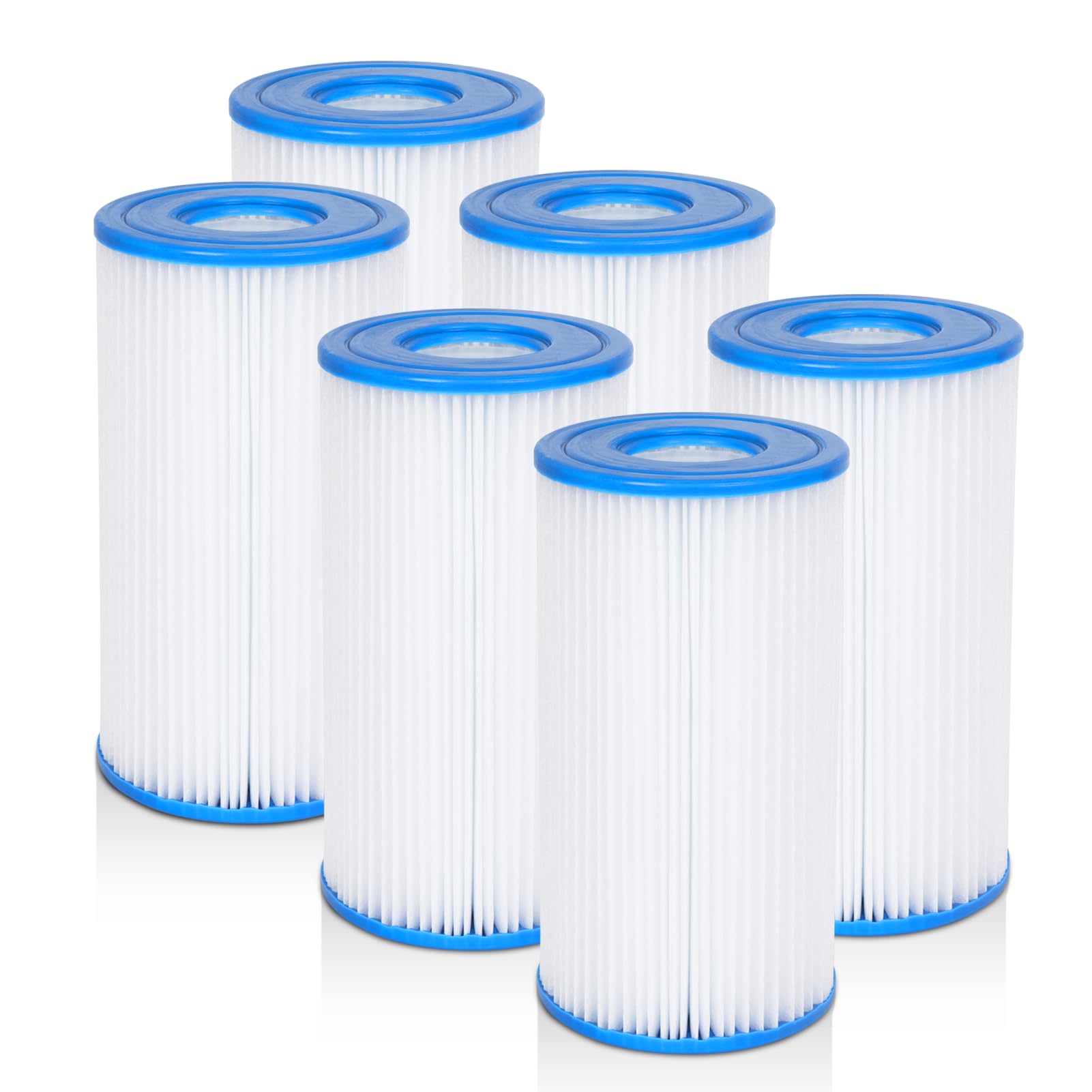 Future Way 6-Pack Pool Filter Cartridge Type A or C Replacement for Intex 1000/1500/530 GPH Filter Pump for above Ground Pools, Replace Type A or C