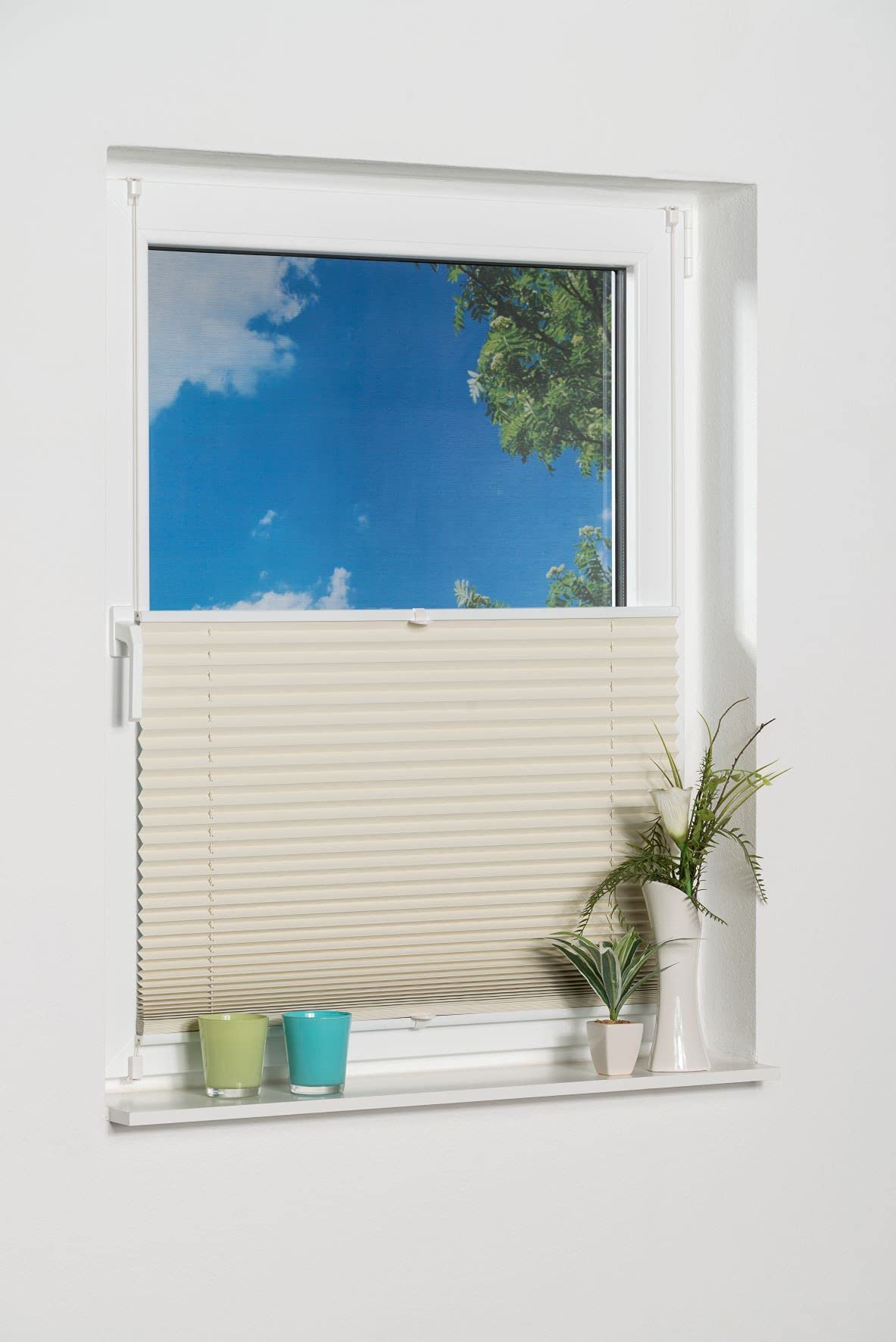K-home Tenda plissettata oscurante, poliestere, crema, 40 x 130 cm (larghezza x lunghezza)