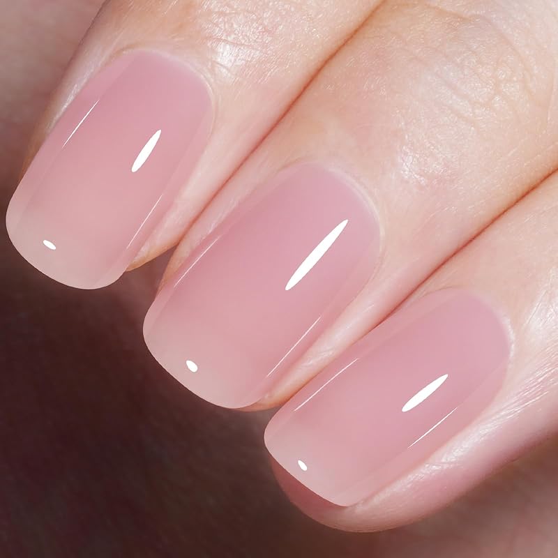 AILLSA Nude Pink Gel Nail Polish Crystal Pink Jelly Gel Polish Sheer | Natural Color Polish Light Neutral Translucent Nail Polish Soak Off U V for French Manicure at Home 0.51 Fl Oz /GB93
