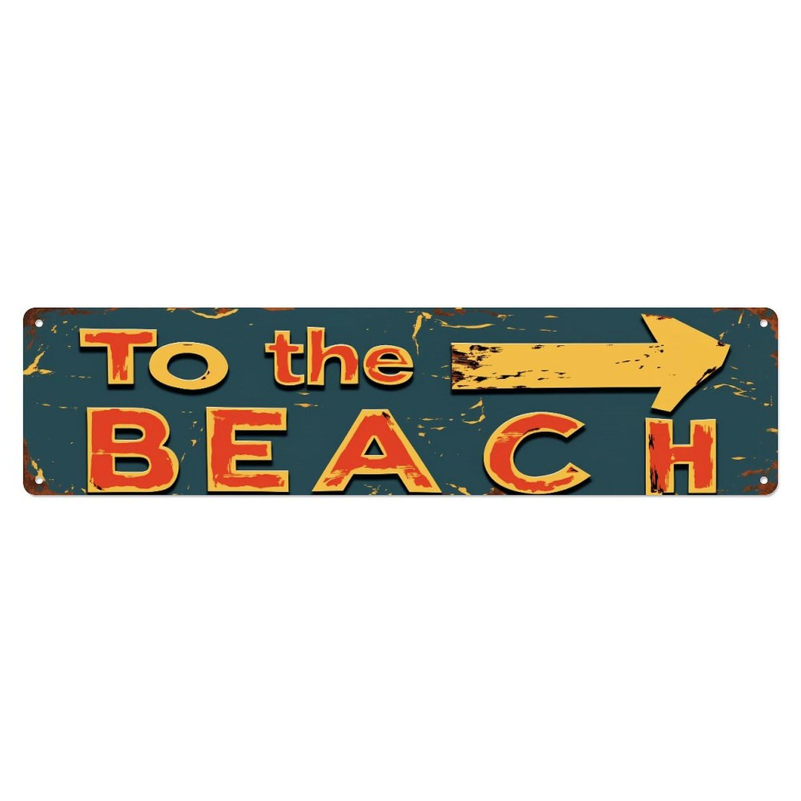Gentinap Vintage To The Beach Sign Pattern Tin Sign Metal Sign Home Bar Garden Wall Decor Metal Poster 4X16 Inch