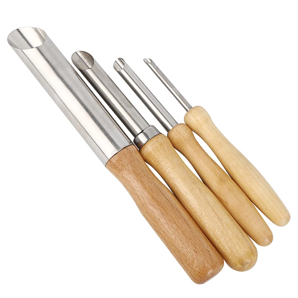 Wisecoco Lot De 4 Outils Argile Poterie - Coupe-Trous Circulaires Acier Inoxydable Et Bois Outil Poterie