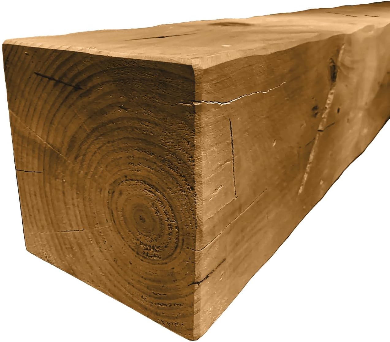 Wilson Rustic Hand Hewn Barn Beam Mantel (6 x 6 x 60 inches Long, Honey)