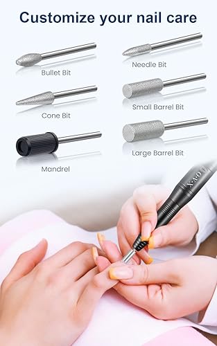 Miniatura 5 de 20000RPM USB PortaPortable Taladro de uñas eléctrico profesional de 20000 RPM USB Kit Efile para uñas acrílicas manicura y pedicura pulido con 6