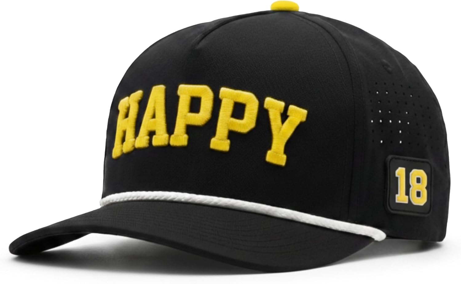Happy Gilmore Golf Hat – Funny Golf Snapback Cap – Rope Golf Hat – Adjustable & Breathable – Funny Golf Gift for Men Women Black