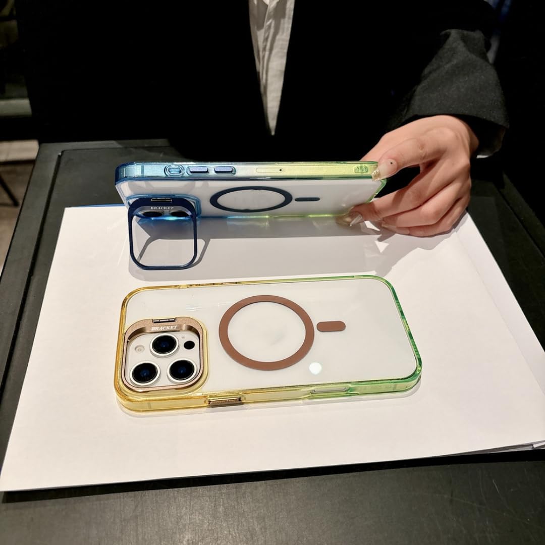 Custodia con anello magnetico e supporto per obiettivo per iPhone 16 Plus, con sfumatura integrata (per iPhone 16 Plus/blu)