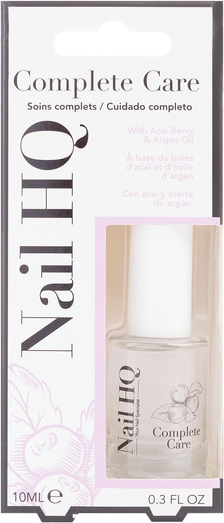 Nail HQ All-in-One Complete Care Nail Strengthener & Treatment (10ml) | Base & Top Coat with Argan Oil, Açaí Berry & Vitamin E | Vegan & Cruelty-Free