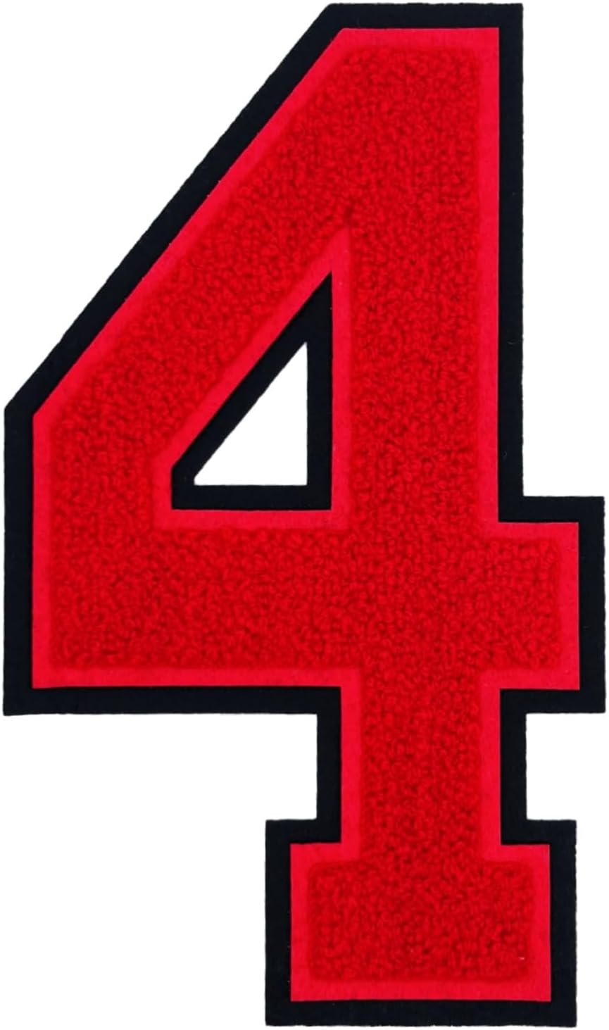 1 Pcs 10" Red Chenille Number Patches, Iron On or Sew On Appliques for Clothing, Backpacks Jackets,Varsity Style Plus Large Number Patches with Black Border (red 5) thumbnail