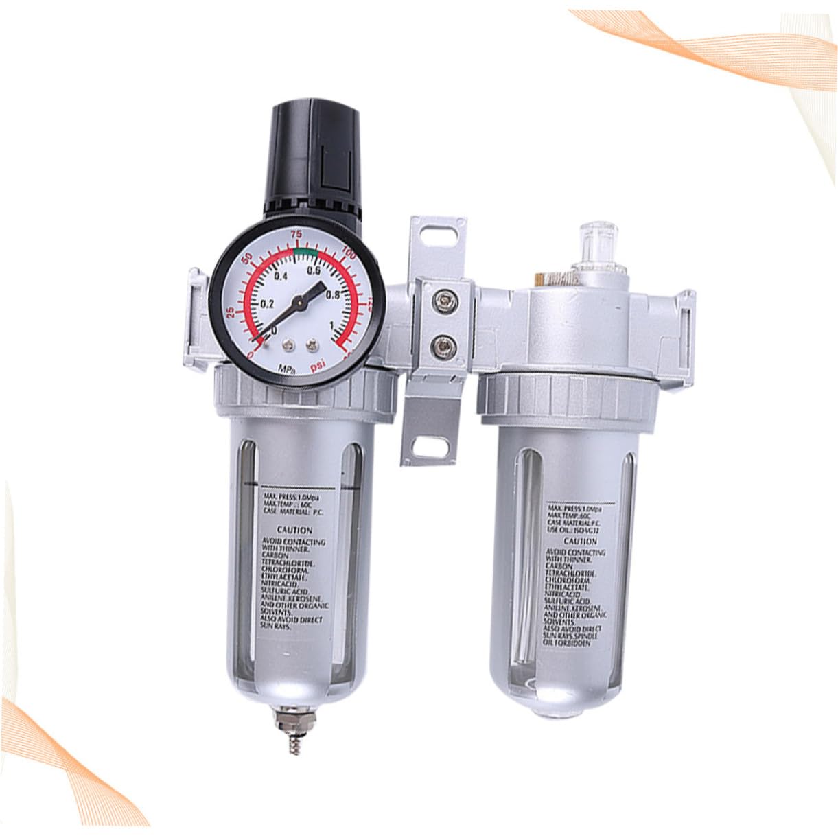 UKCOCO Regolatore Per Compressore d Aria Separatore -acqua Filtro Regolatore Scarico Automatico Controllo Pressione e Flusso Aria