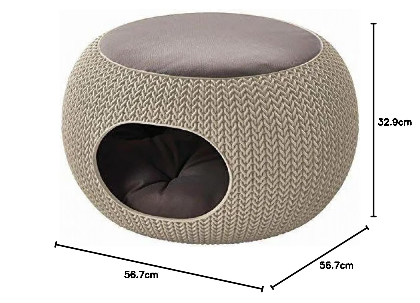 CURVER Cozy Cuccia per Gatti e Cani, Beige, 57.7 x 56.5 x 33 cm
