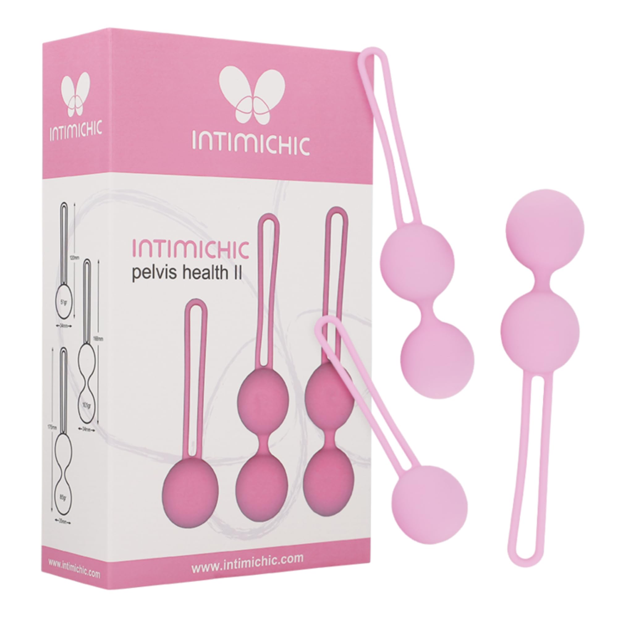 Set de 3 Entrenadores Vaginales para Ejercicios de Kegel Bola Pélvicas Silicona Médica Hipoalergénica Refuerza el Suelo Pélvico Con Bolsita Satén Suelo Pélvico para Mujeres, Rosa