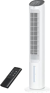 Dreo Portable Air Conditioners Fan, 40” Standing Fans that Blow Cold Air, Portable AC，80° Oscillating Evaporative Air Cooler，Removable Water Tank, Ice Packs, Remote Control, 4 Speeds, 7H Timer, Black