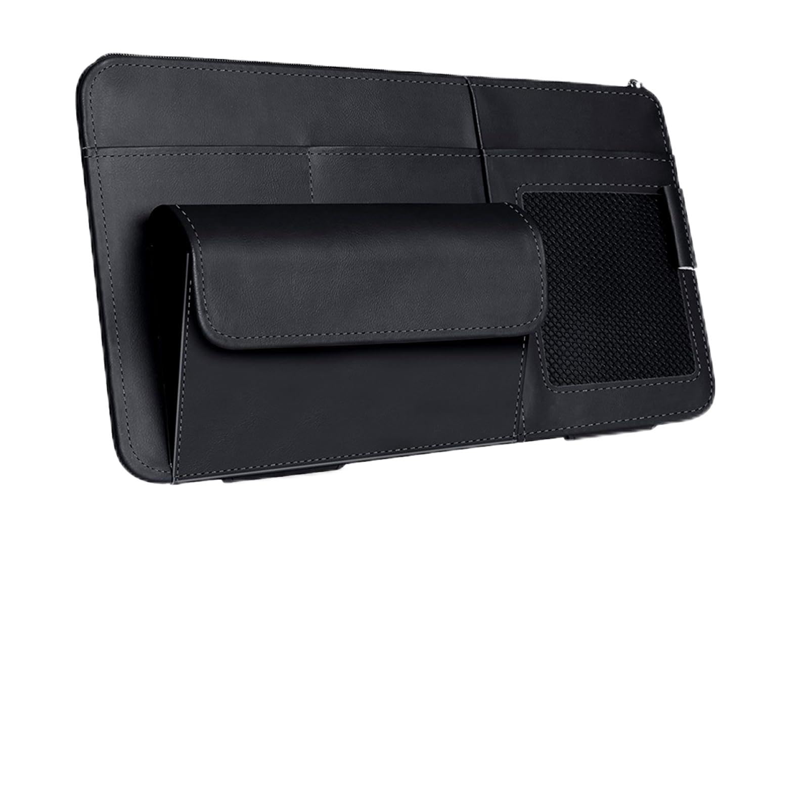 icykale 1 PC Car Sun Visor Storage Bag, Sun Visor Multi-Pocket Storage Folder, Zippered ID Card Holder, Universal for Most Cars (Black)
