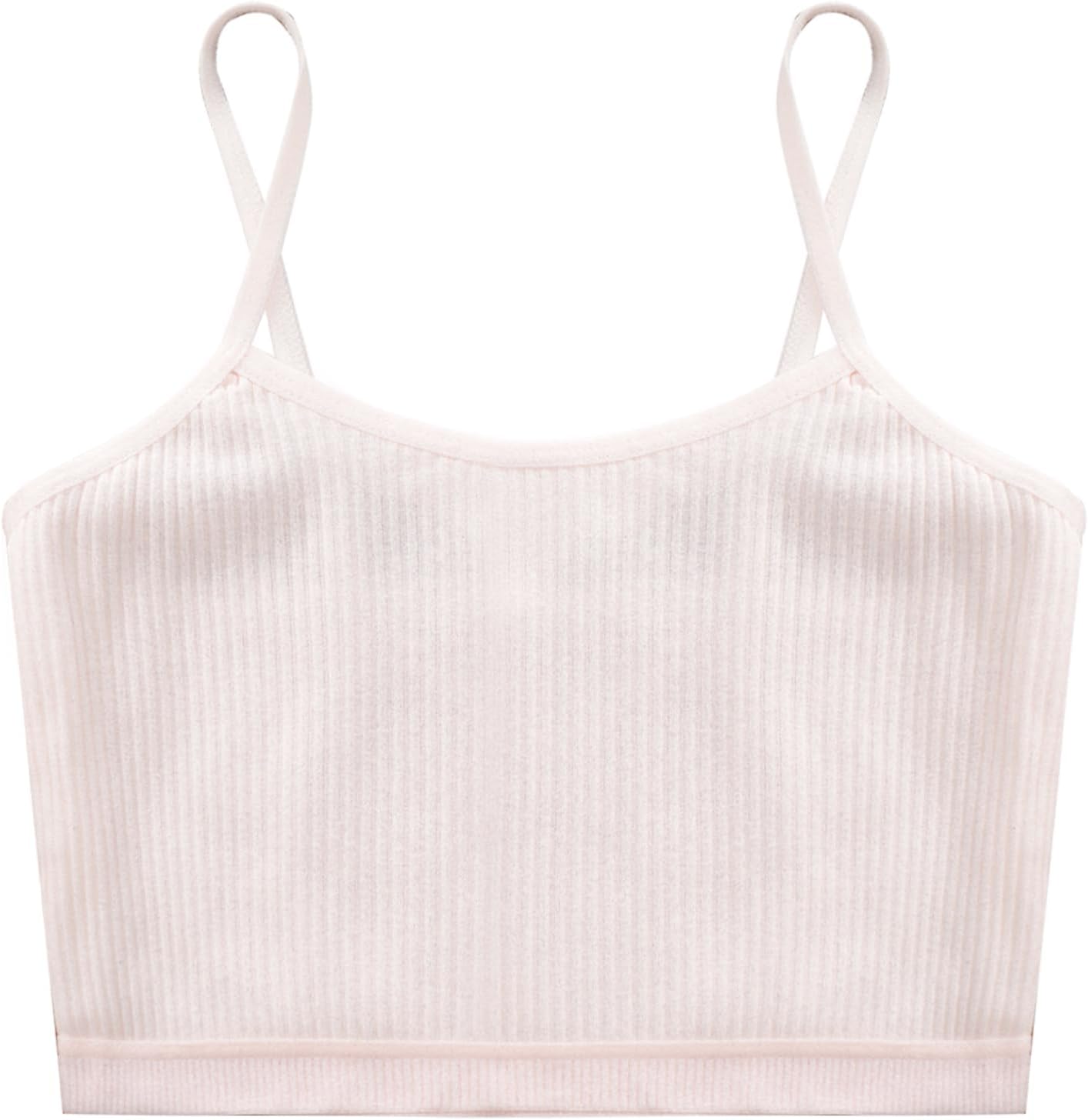 Kids Girls Ribbed Camisole Tank Vest Dance Crop Tops Sport Bras Yoga Gym Training Bras Underwear