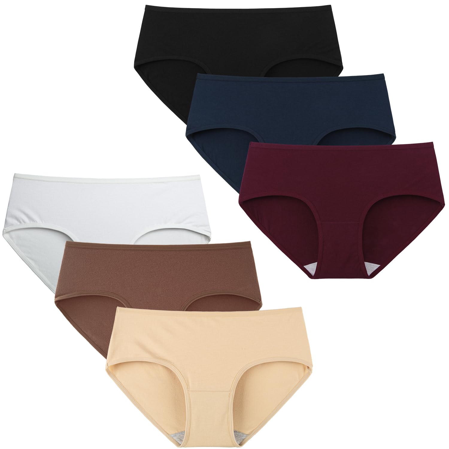 Women's Regular Cotton Underwear Soft Breathable Hipster Panties 6-Pack