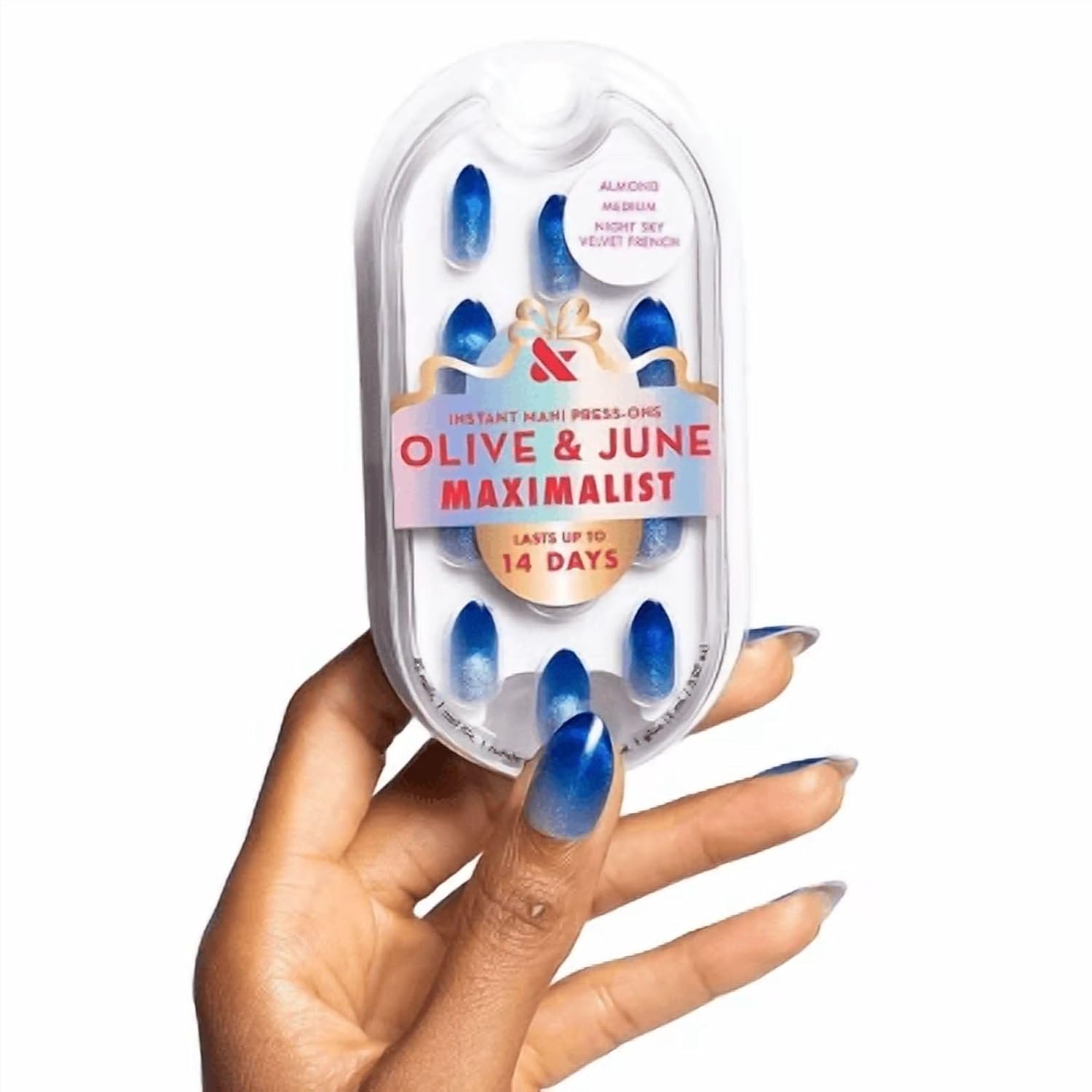 Medium Almond Press-On Nails in Night Sky Velvet French by Olive & June