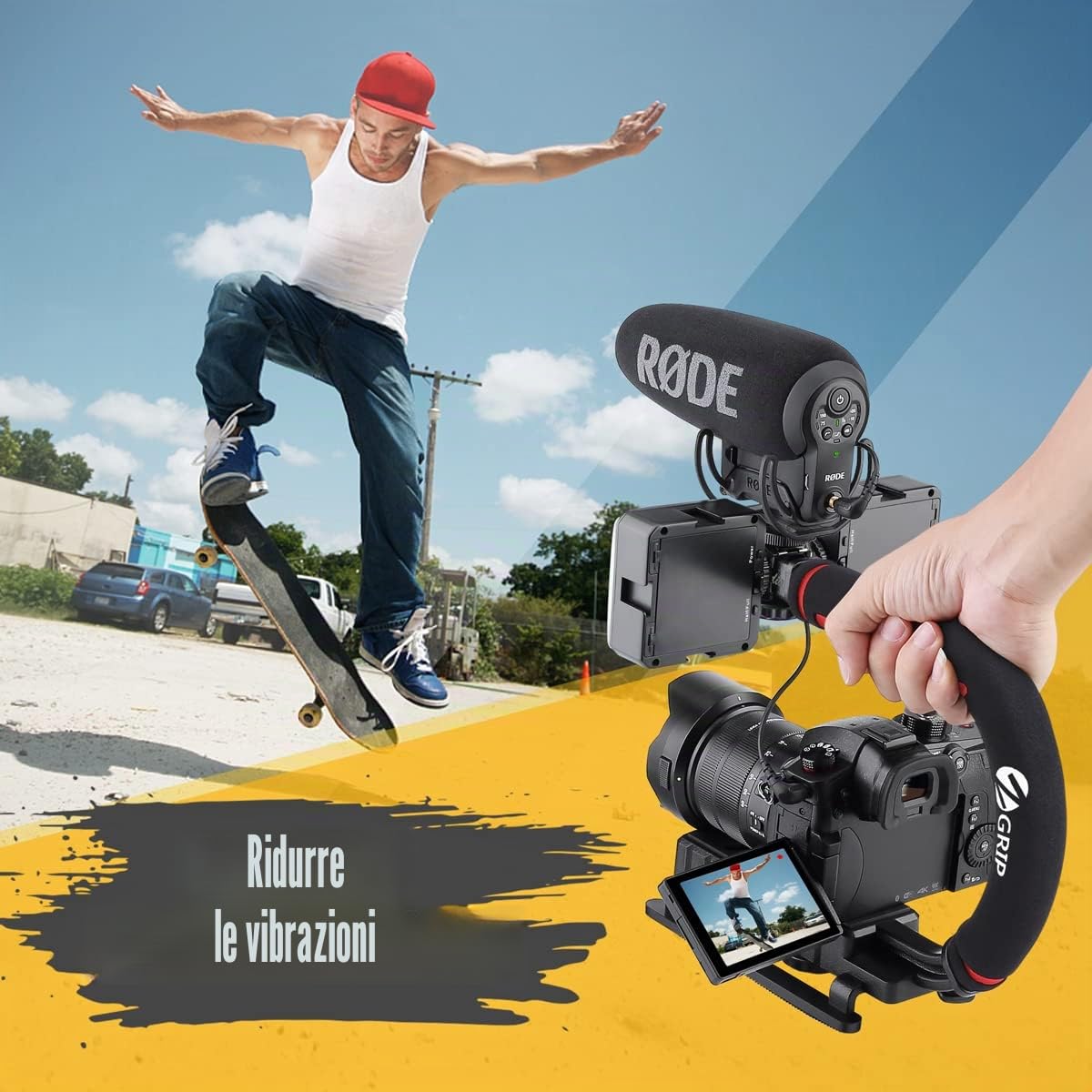 Zeadio Stabilizzatore portatile con accessorio extender per DSLR Videocamera Telecamera Fotocamera