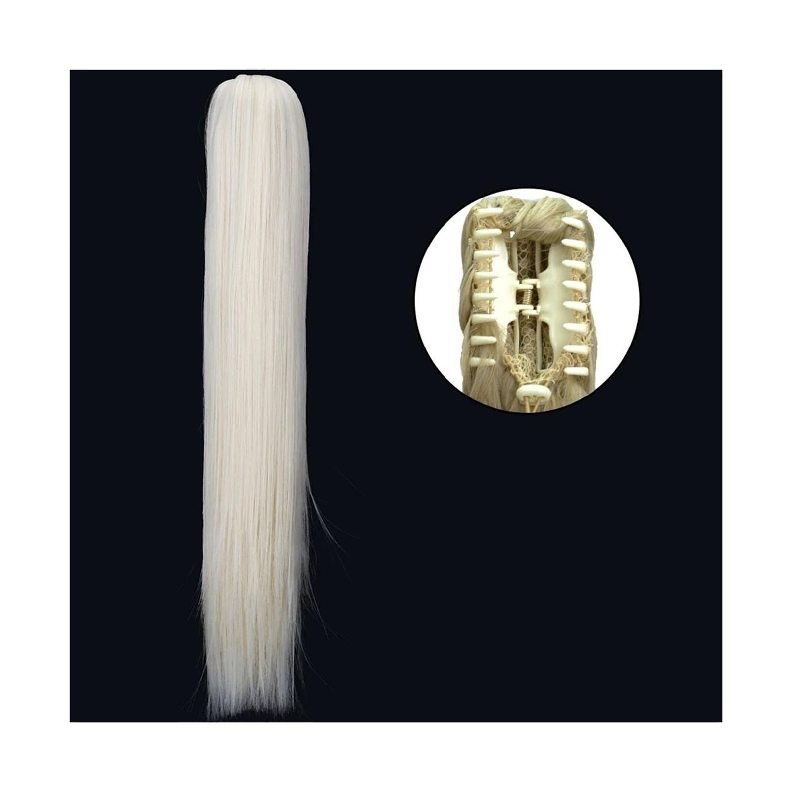Estensione coda di cavallo Long Ponytail Extension, 24" Straight Claw Clip Ponytail Hair Extensions Natural Looking Heat Resistant Synthetic Ponytail Hairpiece for Women Coda di Cavallo Extension (Co