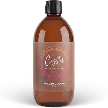 Colloidal Copper 20PPM 500ml by Crystal Health & Beauty, Premium Copper Mineral Solution, Made with 99.99% Pure Copper and Steam Distilled Purified Water, Vegan Friendly
