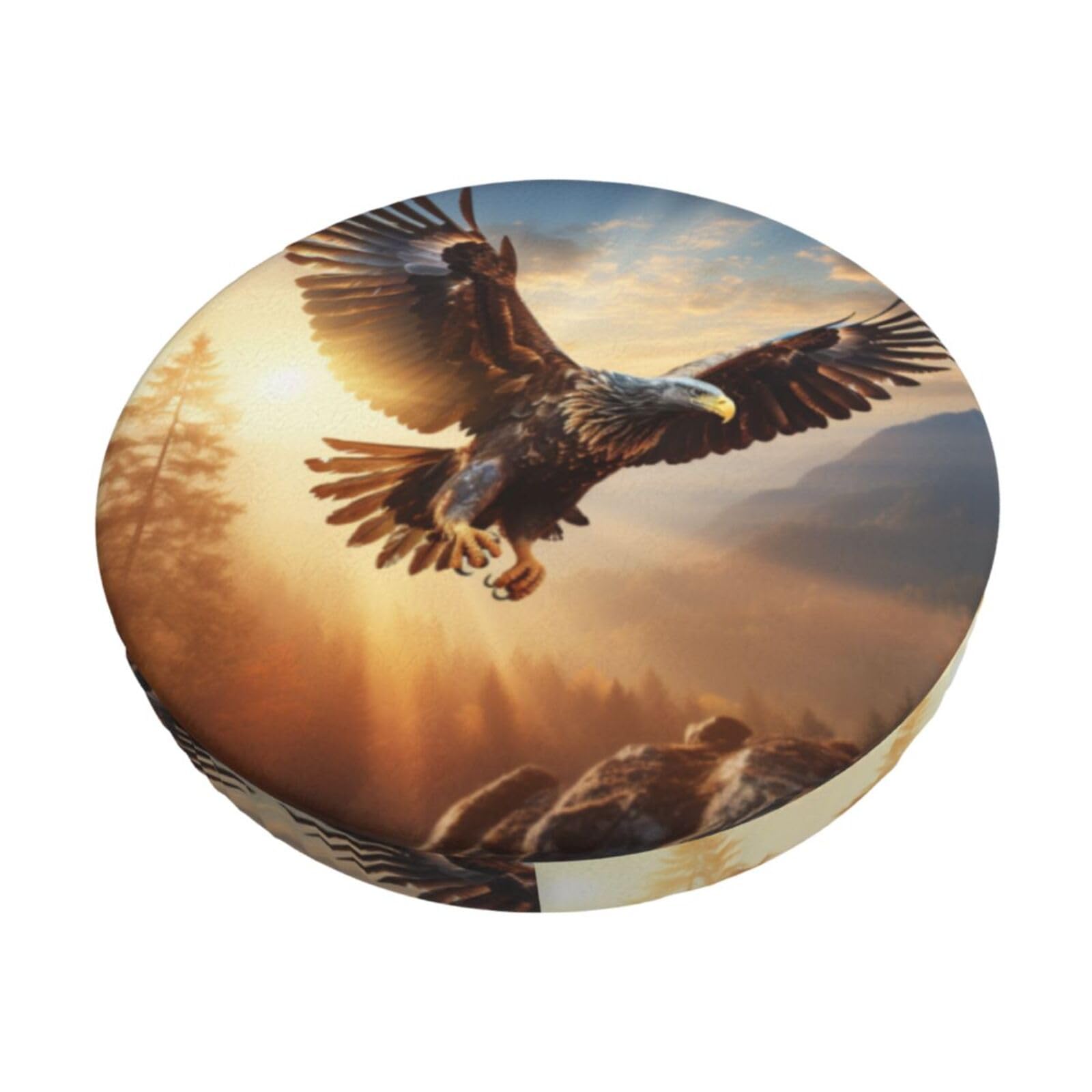 ACVnbm Flying Eagle Print Round Bar Chair Cushion Cover, Elastic Chair Protector For Kitchen Bar Dining