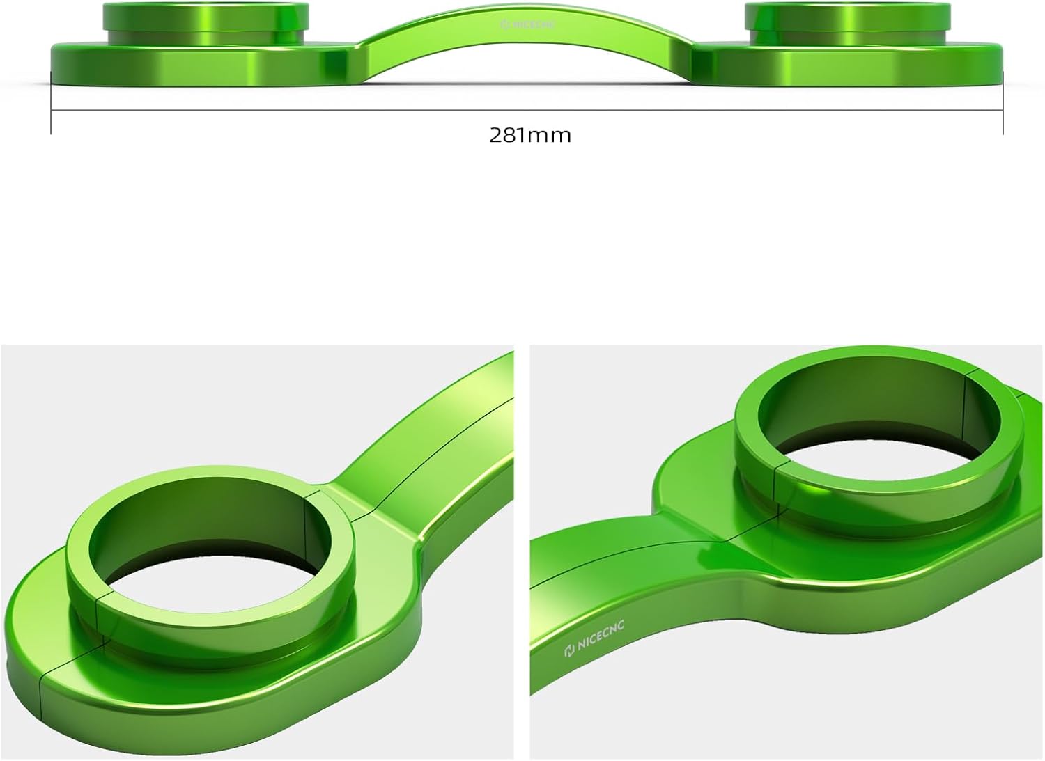 NICECNC Green Aluminum Motorcycle Front Suspension Stabilizer Compatible with Kawasaki KLR650 2008-2024, Anodization, CNC-machined, Fork Brace Fork Stabilizer, KLR650 Fork Stabilizer