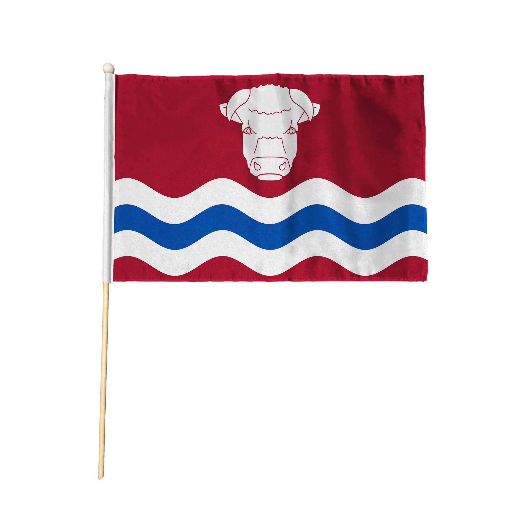 Flagtex Herefordshire Old Pack of 12 Hand Waving Flag (9x6 Inch) - Premium Wooden Stick Hand Flag 9x6 Inch Natural Wood Pole Historical County Flag Events Parades