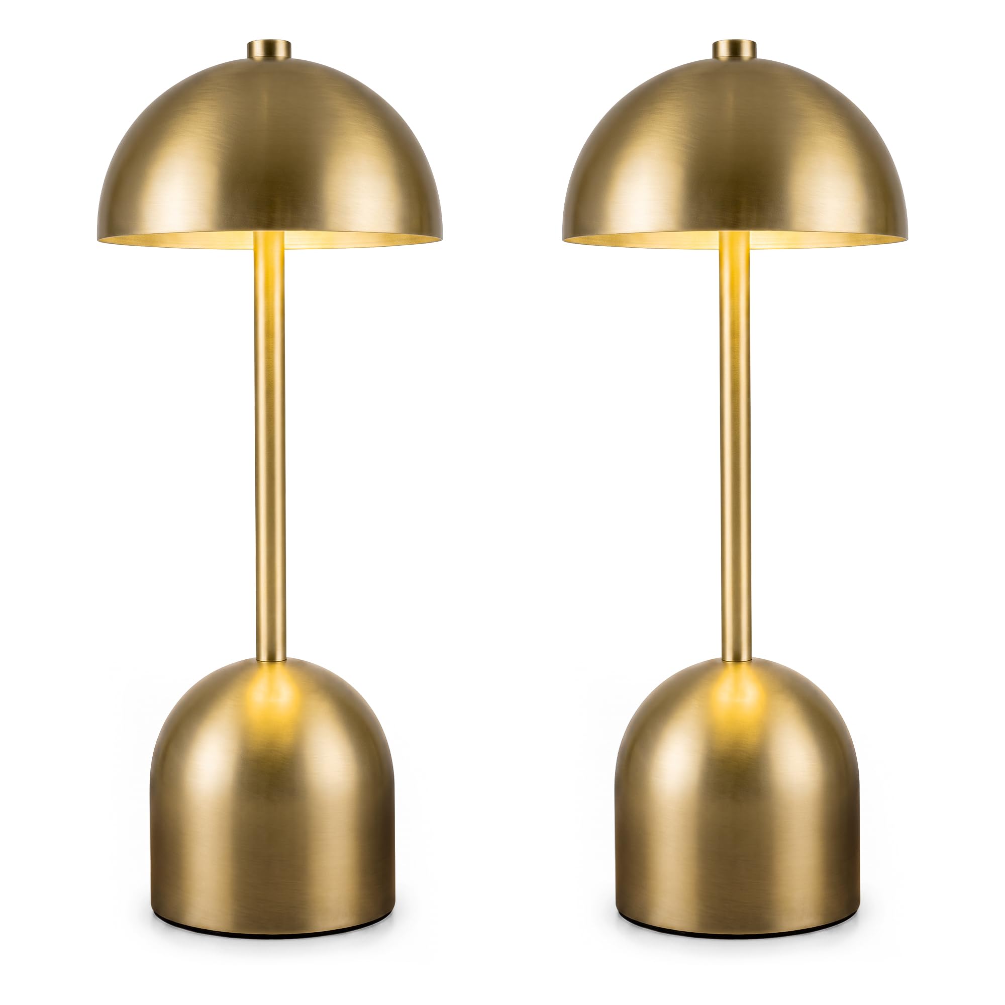 Lot de 2 lampes de table sans fil rechargeables dorées