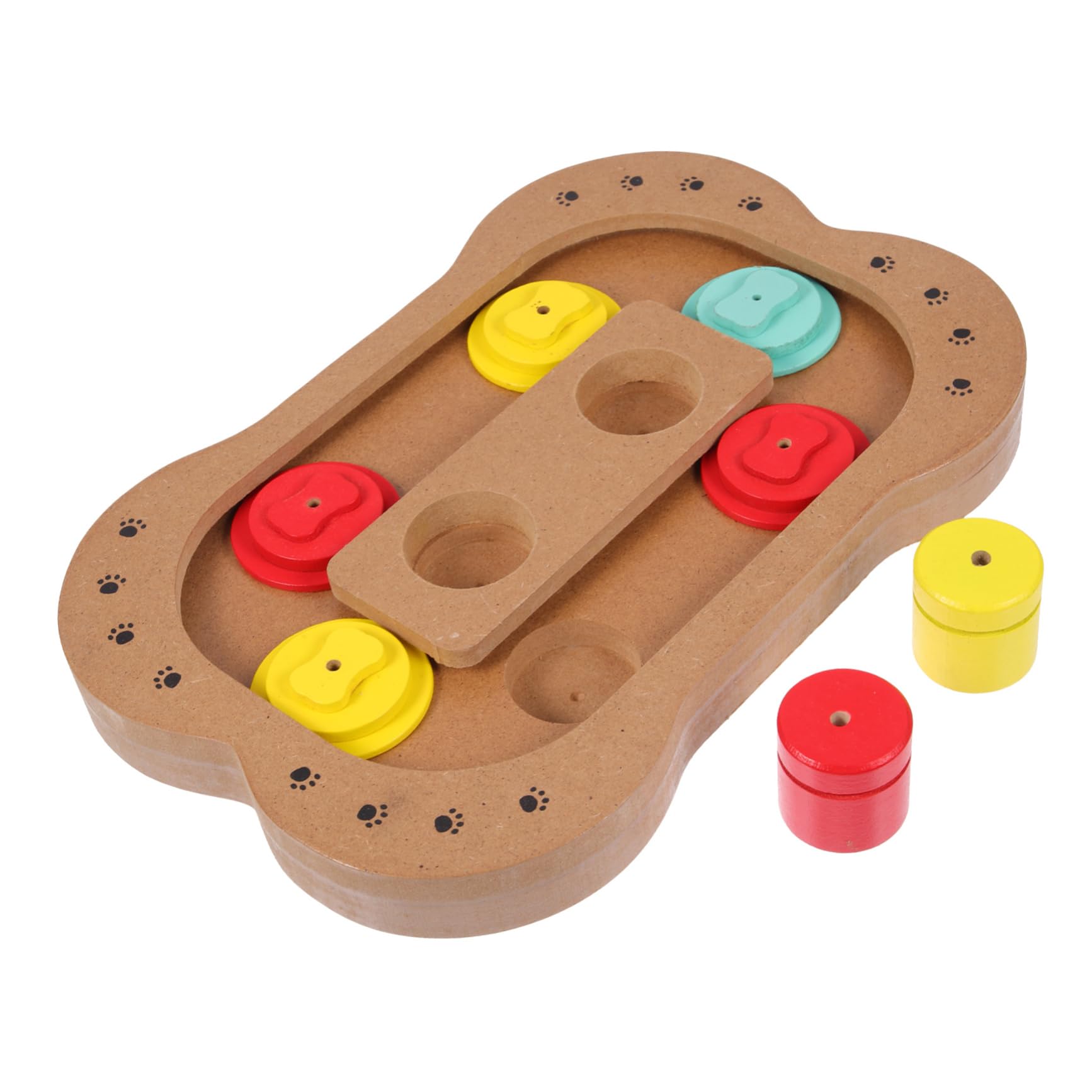 ibasenice Holzknochen Spielzeug für Hunde Langsamfutterung Intelligenztraining in Braun