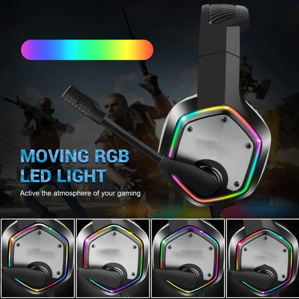 Sonido Surround Gaming Headset 7,1 con MICROFONO for PS4 / Xbox 360 / PC Gamer USB estéreo de Auriculares con Cable RGB LED Luz (Color : Green)