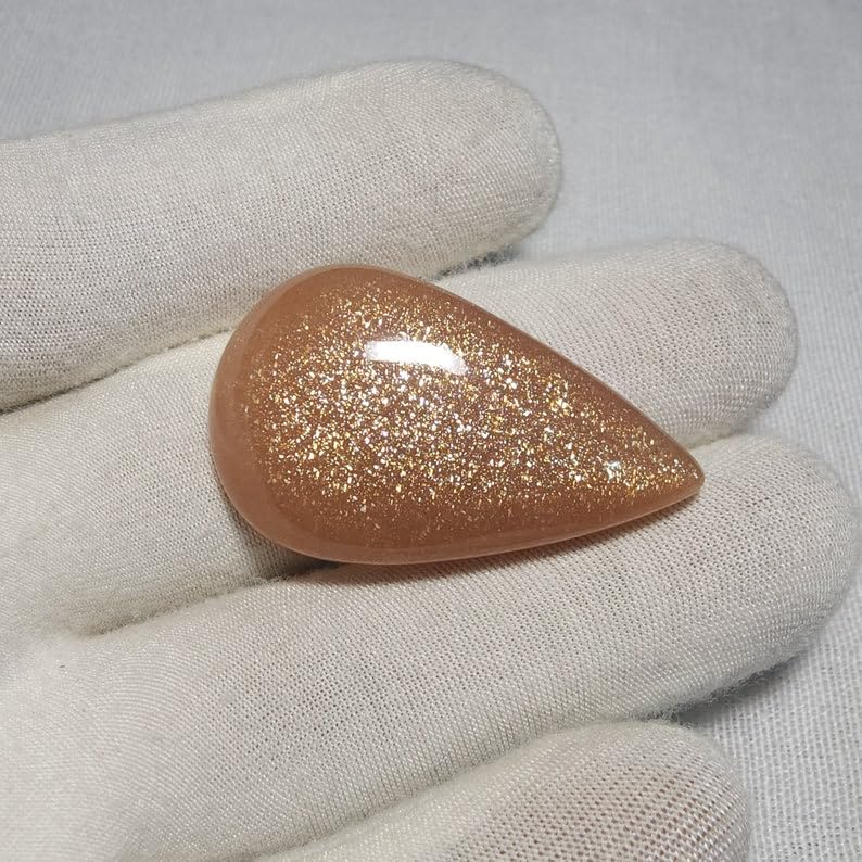 Pierre monstone naturelle forme poire cabochon 39x23x8mm fabrication collier bague - 5
