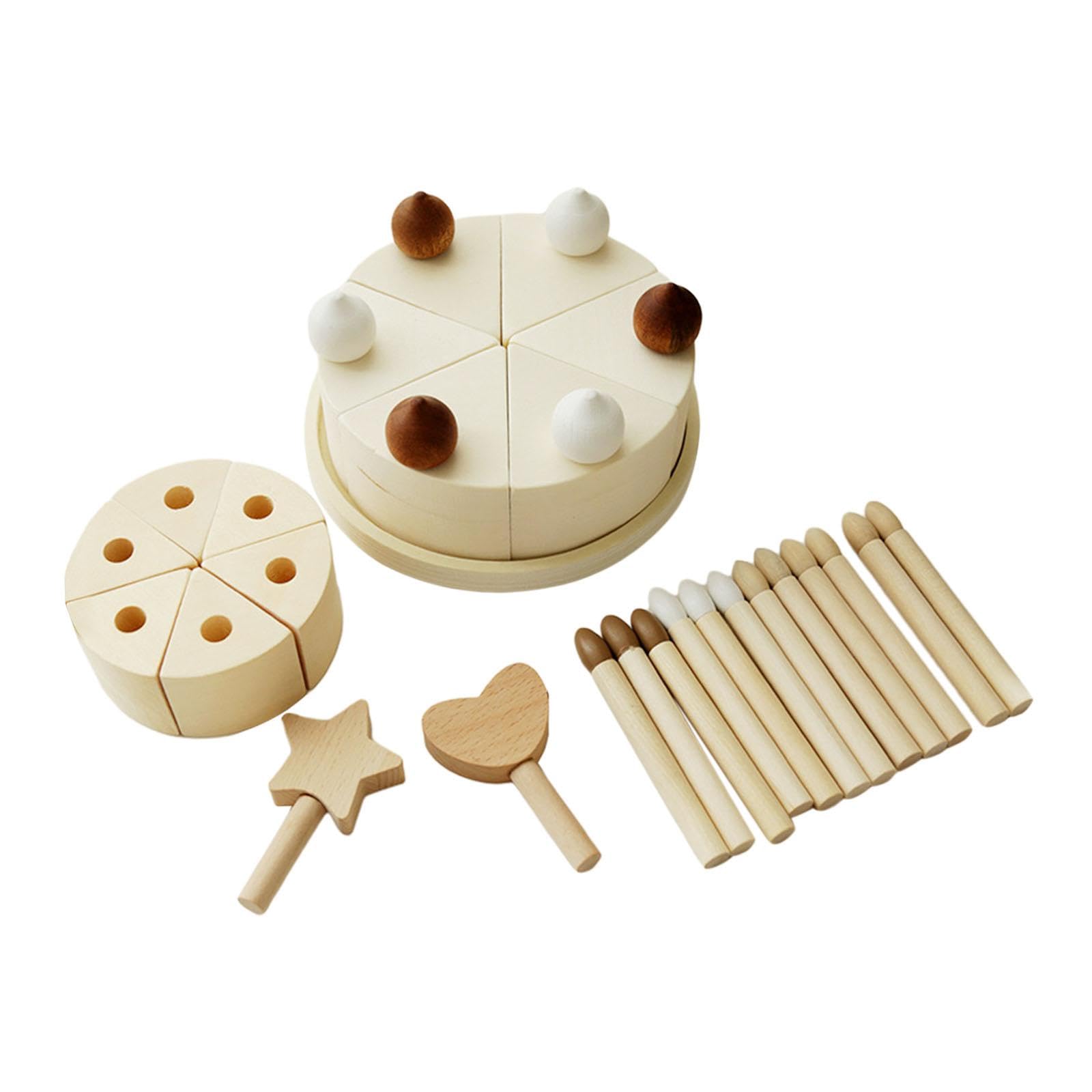 Juguetes de Madera para Cortar Pasteles de Cumpleaños, Pasteles para Fiestas de Cumpleaños, Bricolaje, Cognitivos, Juguetes Educativos Tempranos, Jugu, Doble Capa