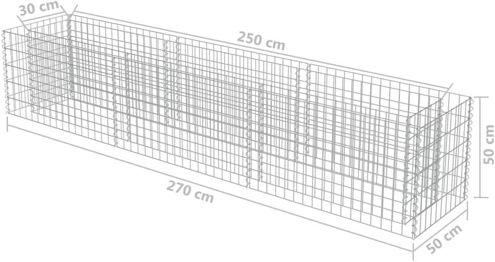 Tidyard Gabion Raised Bed, Large Silver Galvanized Steel Garden Planter Box 106.3x106.3x19.7 Inch for Outdoor Landscape Gardening