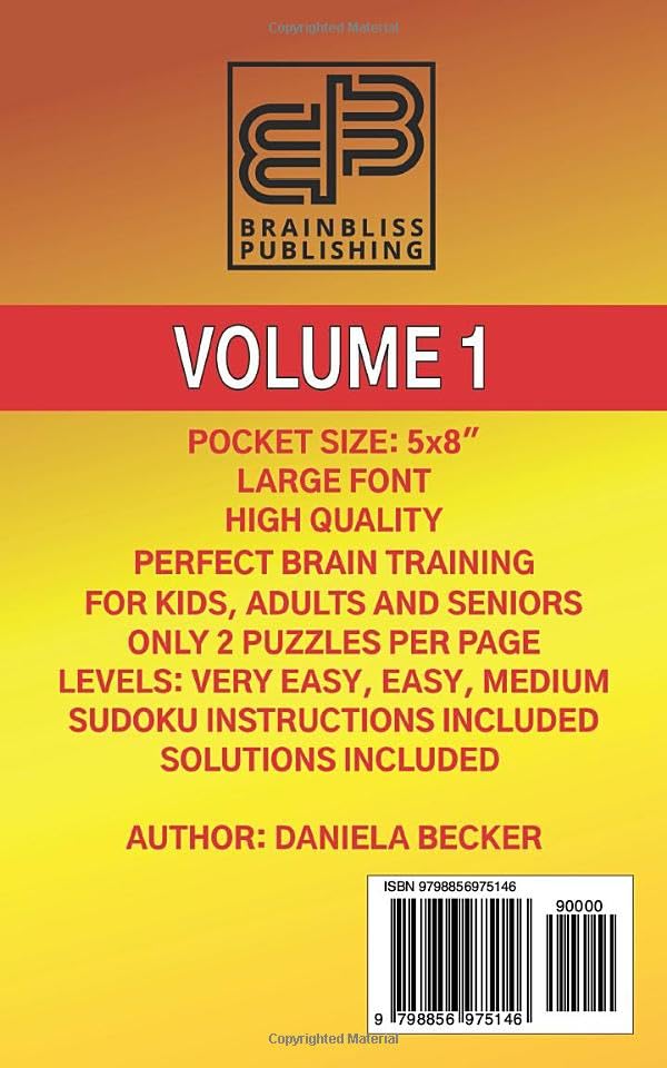 Vista 2 de BRAIN WORKOUT - SUDOKU (easy to medium) Volume 1, 160 Puzzles, Very Large Print and Large Font, Only 2 Puzzles Per Page, Compact Pocket Size 5x8