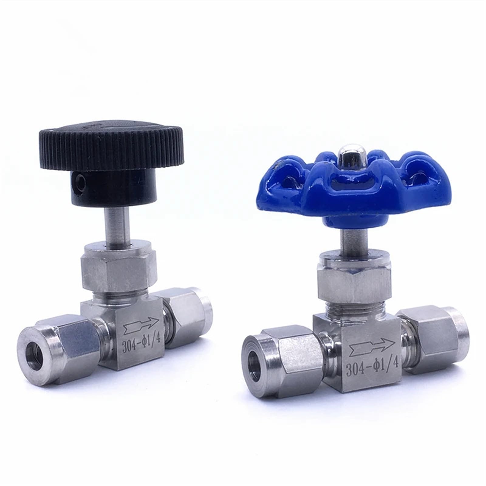 Válvula de aguja ajustable de 3mm en acero SS304 y grúa recta para regular caudal de tubo duro