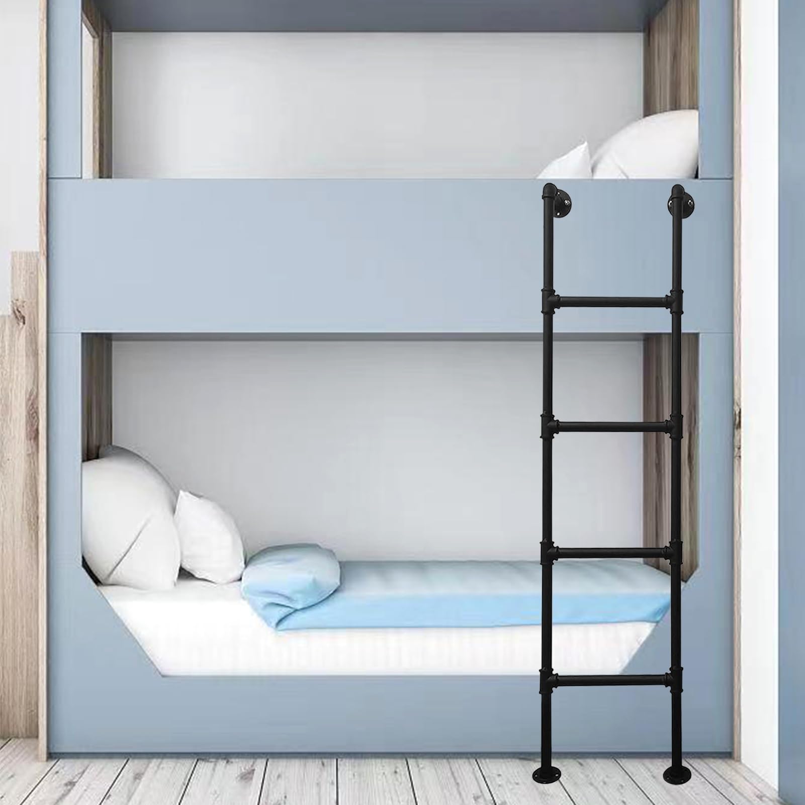 Escalera para litera de pie, 71"/75"/79''/83"/87"/91" Escalera de reemplazo de cama de metal Escalera de escalada universal Escaleras rectas tipo loft multiusos, tamaño personalizable(110cm/43in)