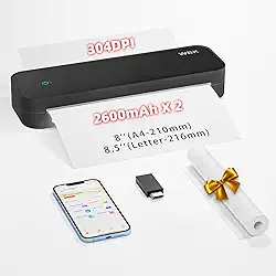 Impressoras portáteis sem fio para viagens, impressora térmica sem tinta, suporta 21,6 cm x 28 cm, papel térmico A4 e A5, mini impressora sem fio Bluetooth compatível com Android