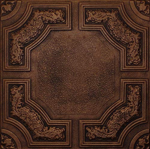 R28A Antique Bronze 20x20 Amazing Styrofoam Tin Look Ceiling Tiles Easy to Glue Up On Any Type of Surface
