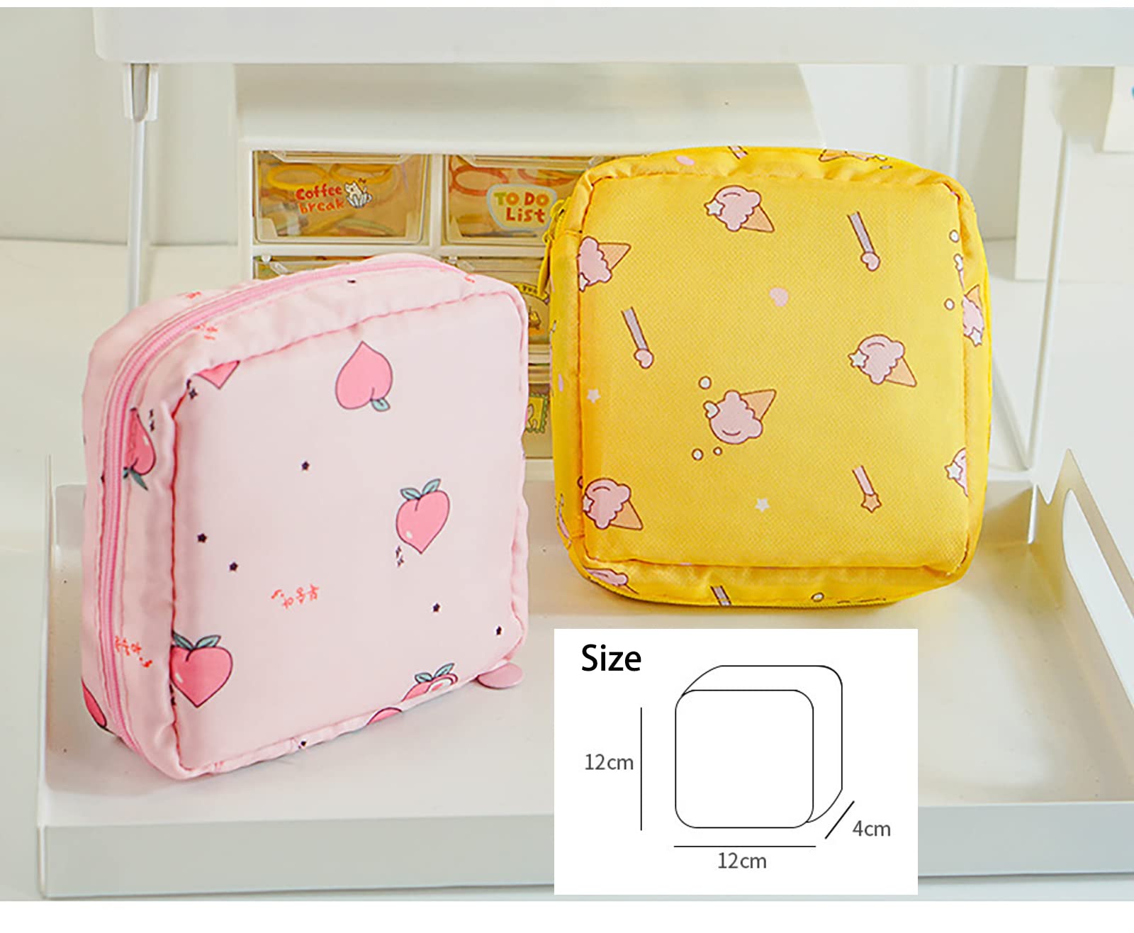 Paquete de 2 bolsas de almacenamiento de servilletas sanitarias, pequeña bolsa de almacenamiento portátil para taza menstrual, bolsa de almacenamiento para enfermería, bolsa de período menstrual apta 5