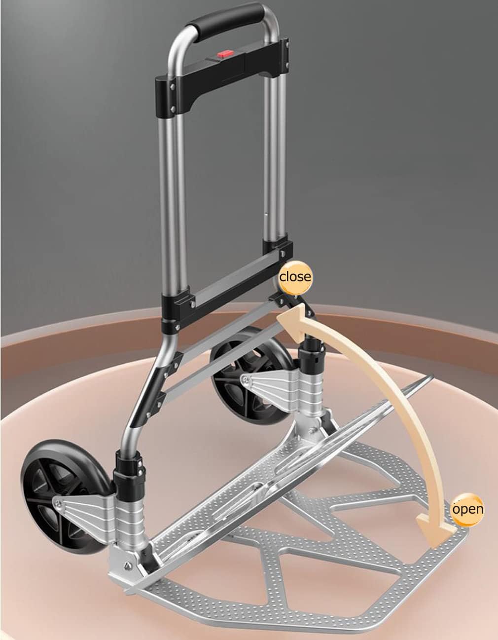 Heavy Duty Folding Hand Truck Dolly Cart Luggage Cart with 2 Elastic Ropes Telescoping Handle Handing Truck for Luggage Moving Travel Shopping Office Use (286 Lb 2 Wheels)