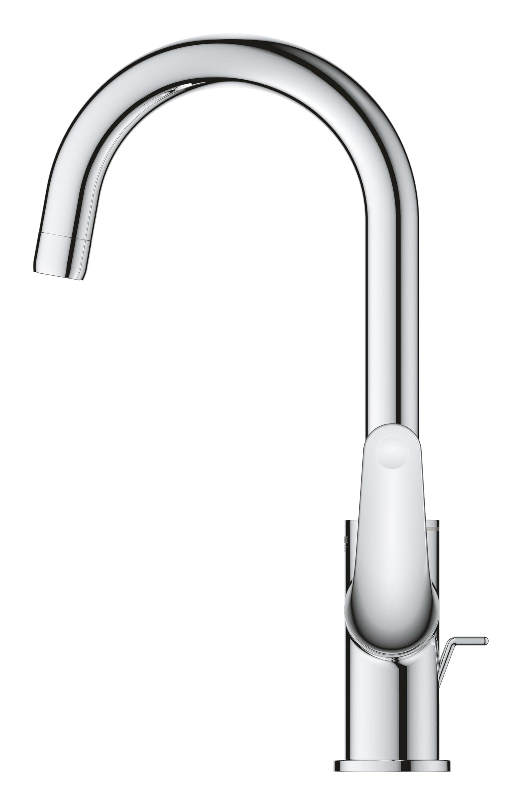 GROHE Swift, Waschtischarmatur hoch, wassersparend (Wasserhahn für das Bad, Badarmatur mit Zugstangen-Ablauf, 31cm hoch, mit 3in1 Werkzeug, einfache Installation am Waschbecken), chrom, 24330001