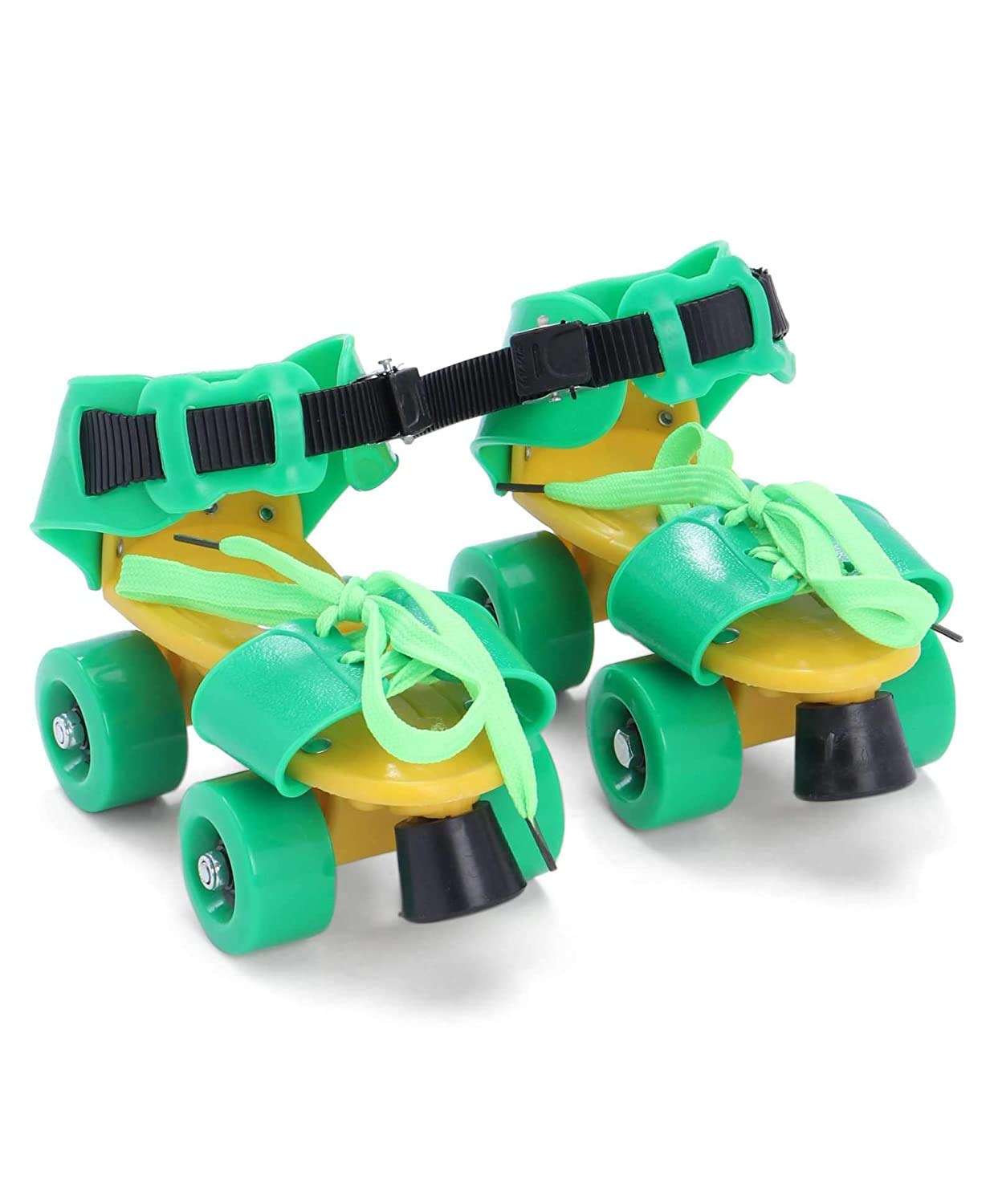 Luximal Roller Skates for Kids Age Group 4-12 Years Adjustable Inline Skating Shoes with School Sport Quad Roller Skates (Green)