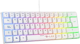 The G-Lab Keyz Hydrogen - Teclado Gaming Semimecánico 60% RGB QWERTY ES | Con Cable USB, Formato 60% Compacto, Semimecánico, Retroiluminación Multicolor, Silencioso
