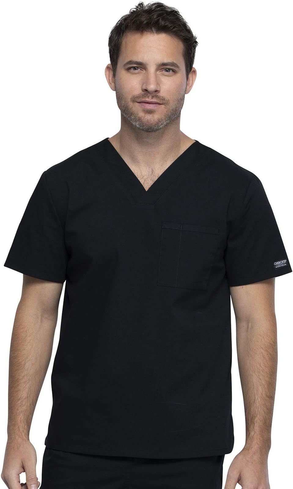 Workwear Professionals Men & Women Scrubs Top V-Neck WW644, S, Black