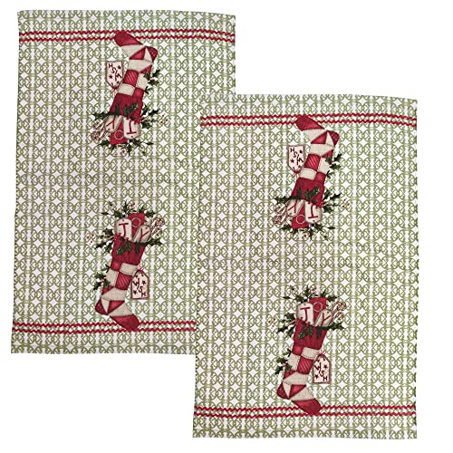 KAIGOBOX Set di 2 asciugamani per il viso, in morbido cotone, altamente assorbente, per palestra, bagno, doccia, hotel, asciugamani, 60 x 40 cm, colore: verde rosso