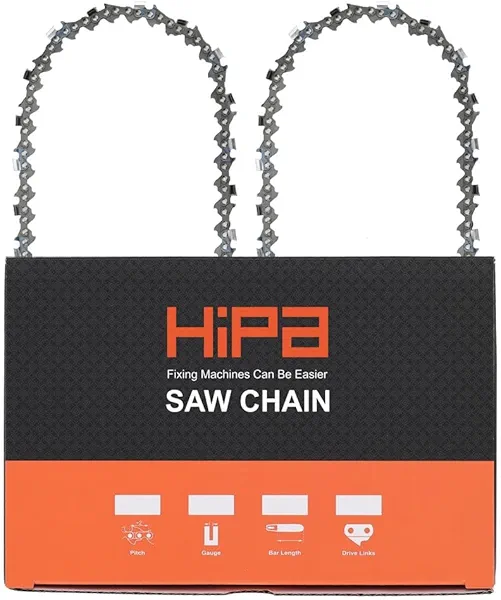 Hipa CS-590 20 Inch Chainsaw Chain for Echo CS-590 timberwolf Poulan PR5020 Chainsaw, Replace 72LPX070G, E70, McCulloch and more- Pitch: 3/8", Gauge .050", 70DL Full Chisel (2 Chains)