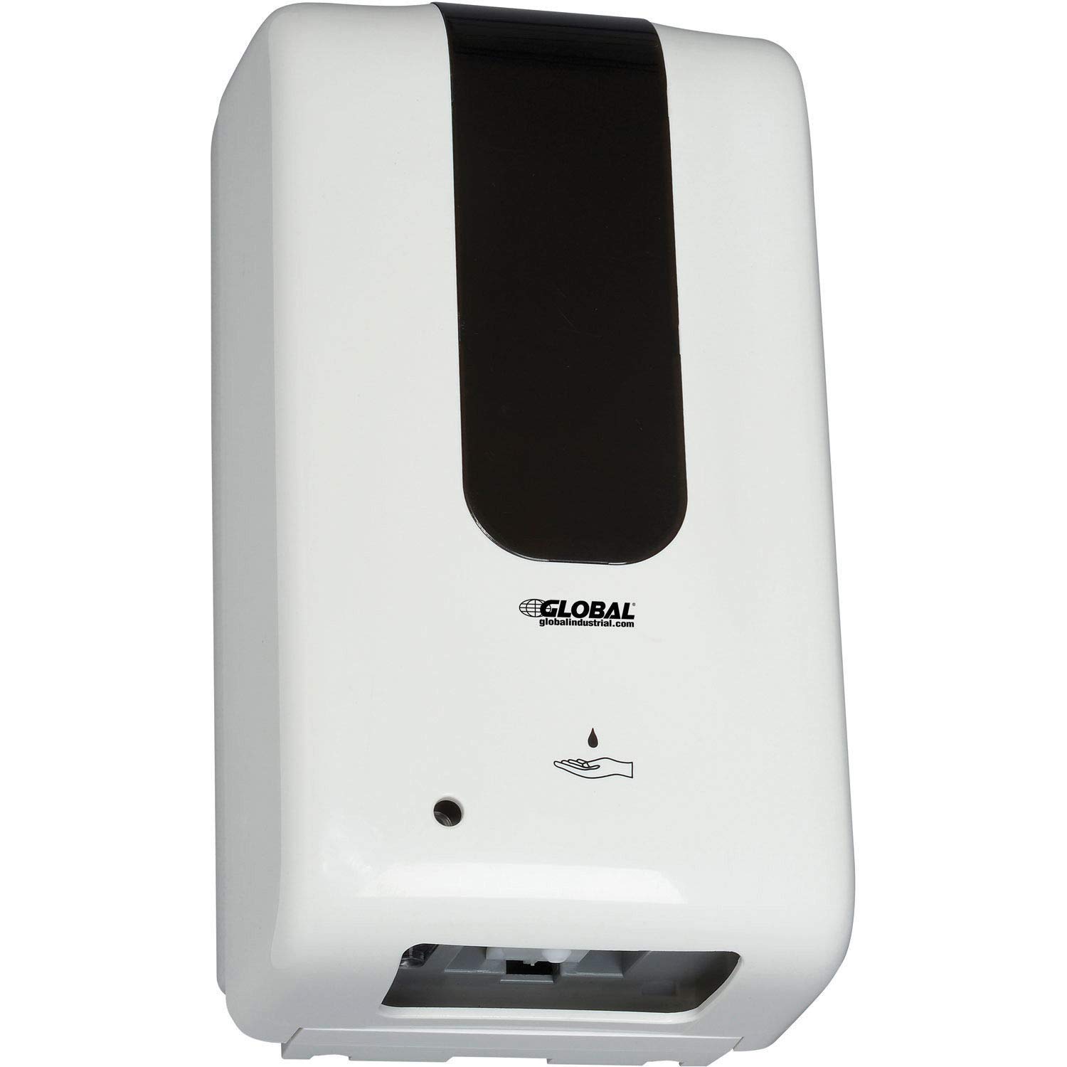 Automatic Dispenser for Hand Sanitizer/Liquid Soap by Global Industrial – 4.25"L x 6"W x 11"H, Plastic, White, Model PW-1406L