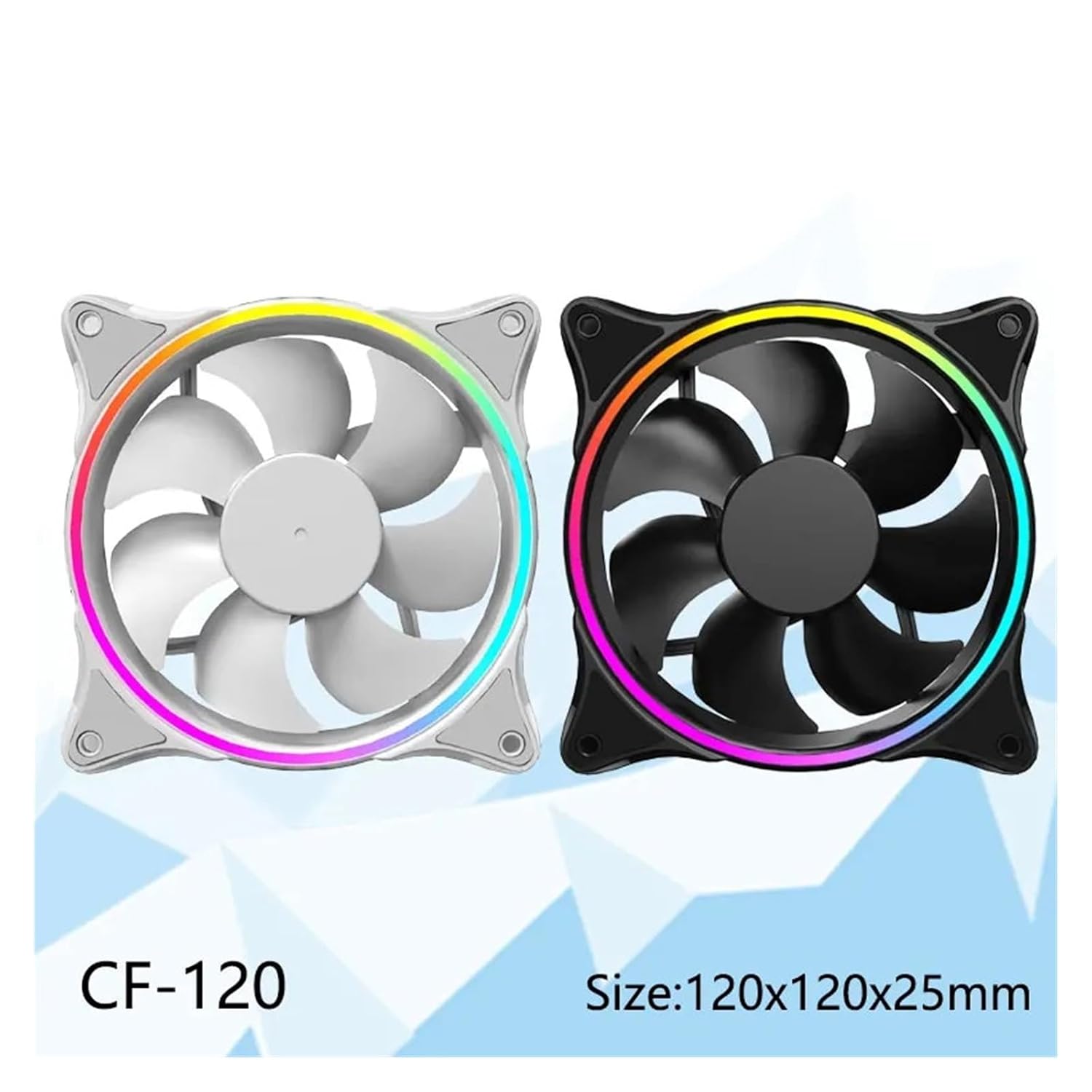 1PCS Chassis Fan 12cm 12VDC ARGB PWM Cooling Fan(White)